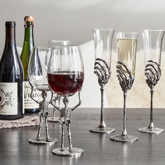 Pottery Barn Skeleton Wine Glasses (x1) - Picture 3 of 4